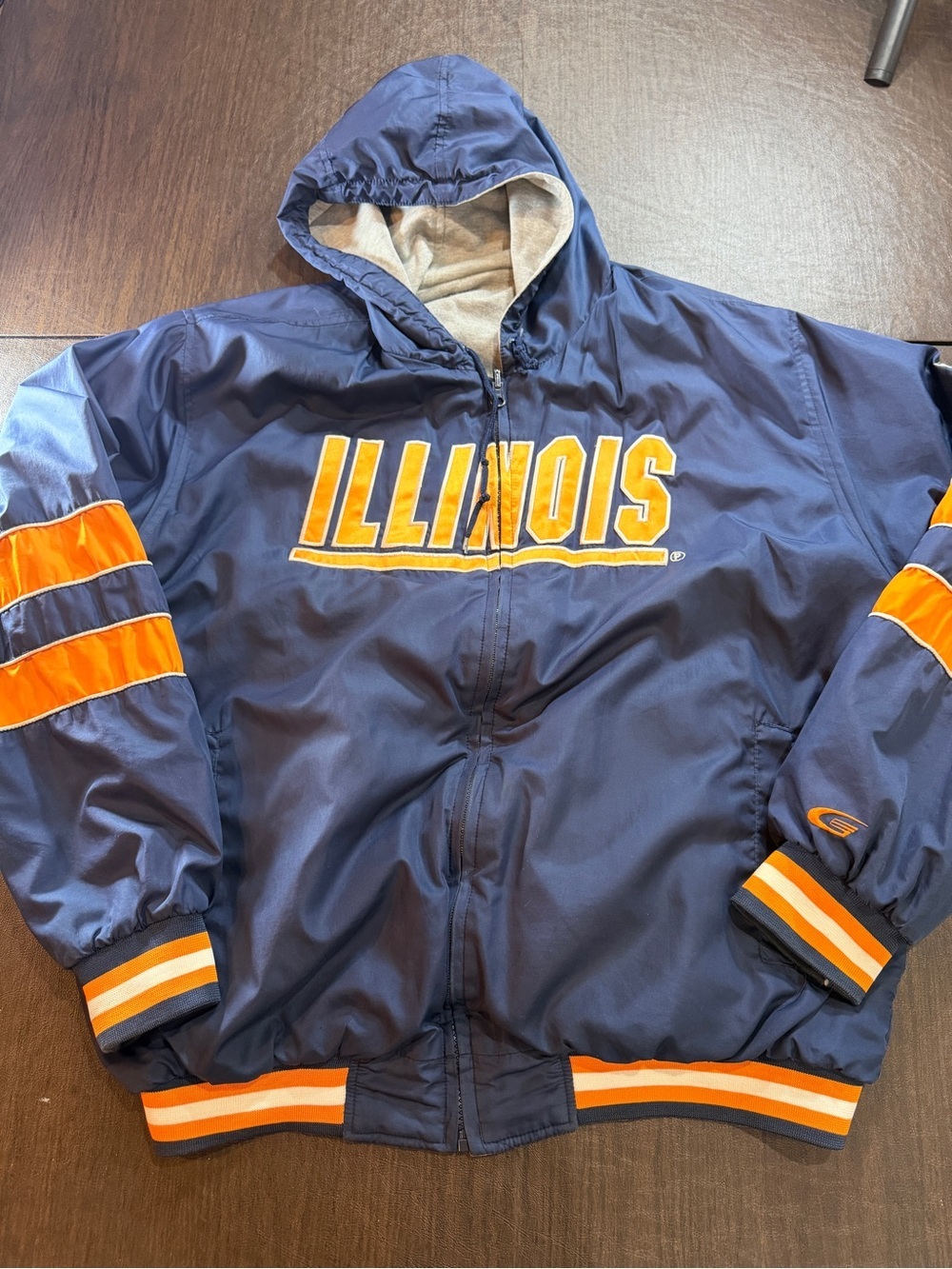 G-III Sports Illinois Fighting Illini Mens Bomber Jacket. Sz L VTG 80s